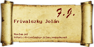 Frivalszky Jolán névjegykártya