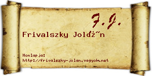 Frivalszky Jolán névjegykártya